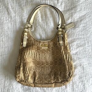 Coach Tan and Cream Shoulder Bag